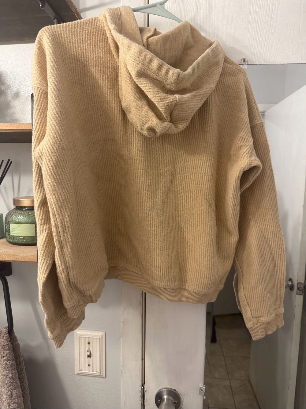 aerie Corduroy Hoodie in Light Tan - Picture 4 of 4